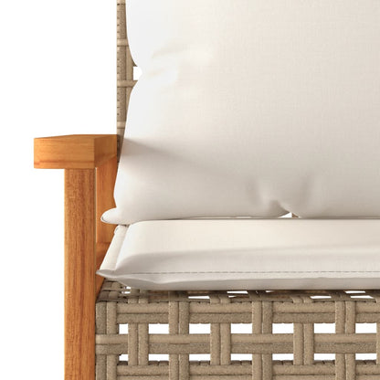Garden Bench With Cushion Poly Rattan Acacia Wood