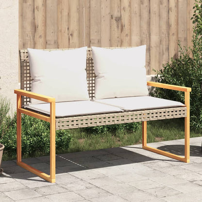 Garden Bench With Cushion Poly Rattan Acacia Wood