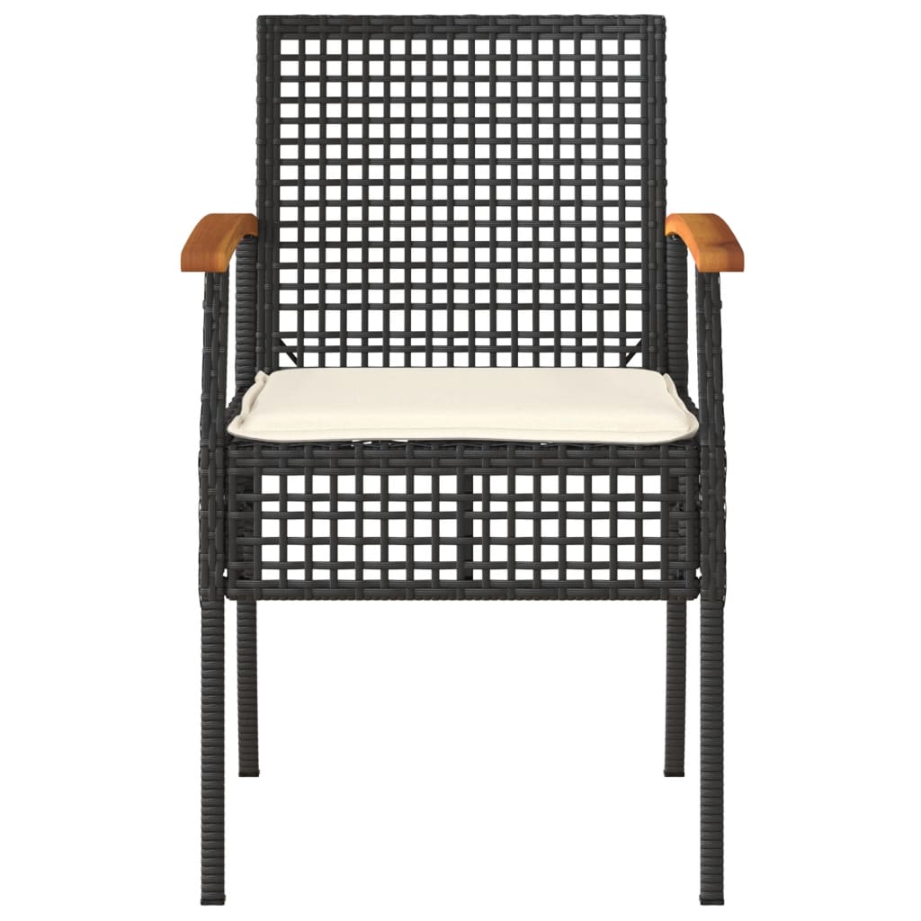 Garden Chairs With Cushions 2 Pcs Black Poly Rattan Acacia Wood