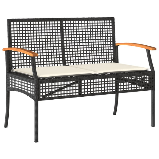 Garden Bench With Cushion Poly Rattan Acacia Wood