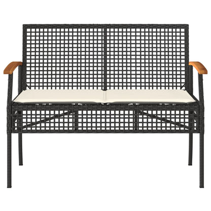 Garden Bench With Cushion Poly Rattan Acacia Wood