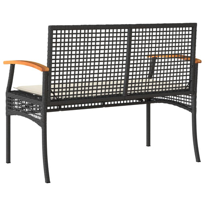 Garden Bench With Cushion Poly Rattan Acacia Wood
