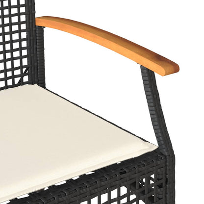 Garden Bench With Cushion Poly Rattan Acacia Wood