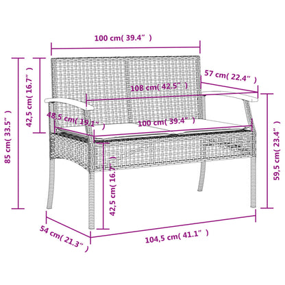 Garden Bench With Cushion Poly Rattan Acacia Wood