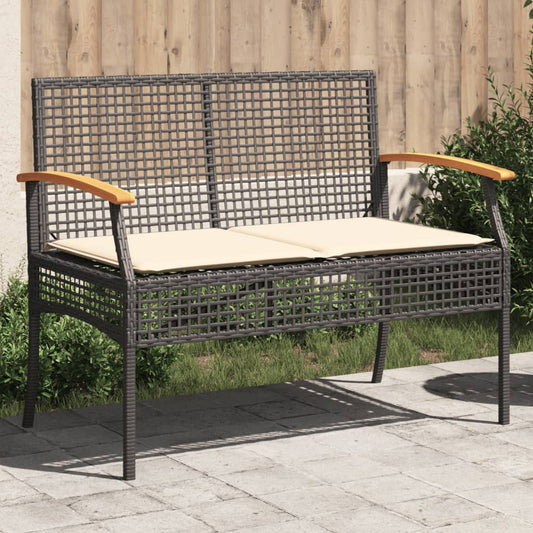 Garden Bench With Cushion Poly Rattan Acacia Wood
