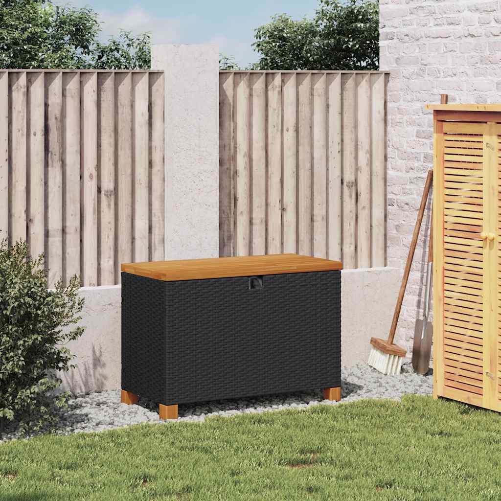 Garden Storage Box Poly Rattan Acacia Wood