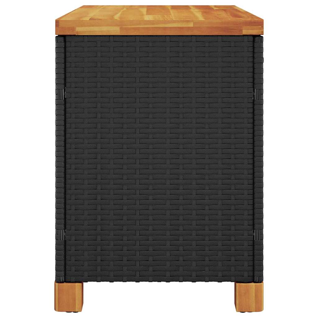 Garden Storage Box Poly Rattan Acacia Wood