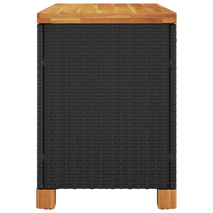 Garden Storage Box Poly Rattan Acacia Wood