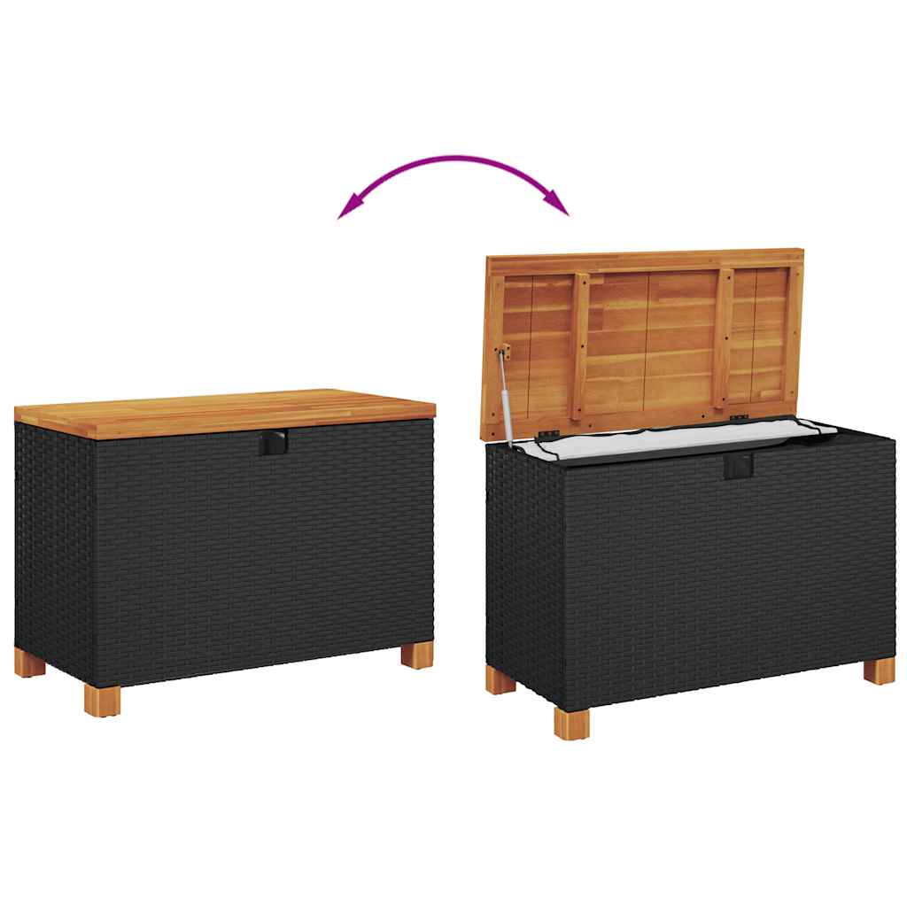 Garden Storage Box Poly Rattan Acacia Wood
