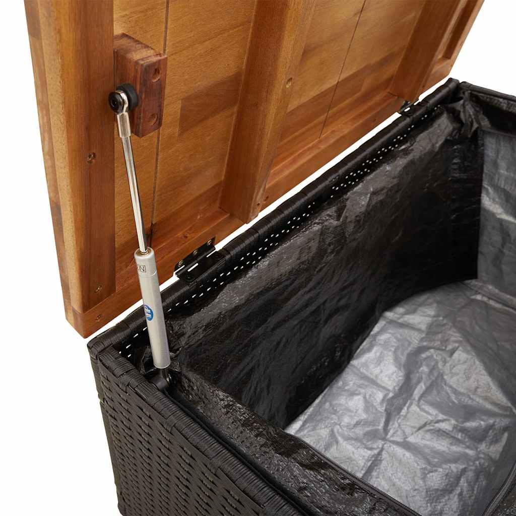 Garden Storage Box Poly Rattan Acacia Wood