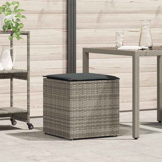 Cushion Box With Storage Grey 50 X 50 X 50 Cm Poly Rattan