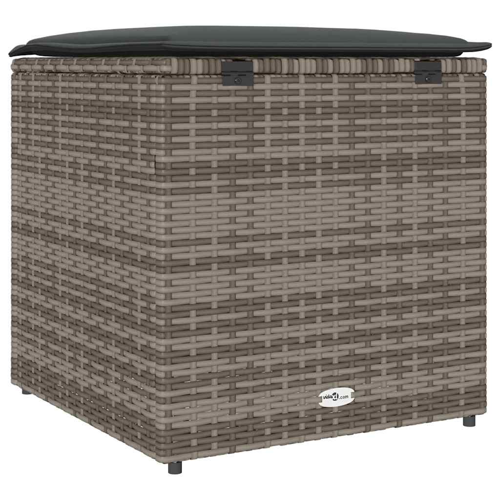 Cushion Box With Storage Grey 50 X 50 X 50 Cm Poly Rattan