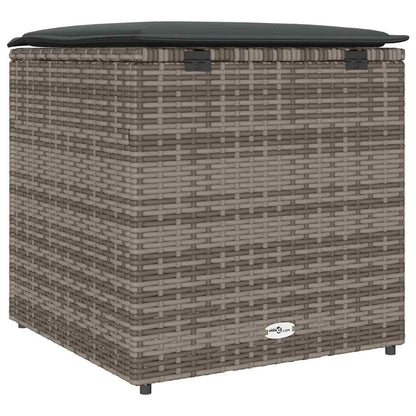 Cushion Box With Storage Grey 50 X 50 X 50 Cm Poly Rattan
