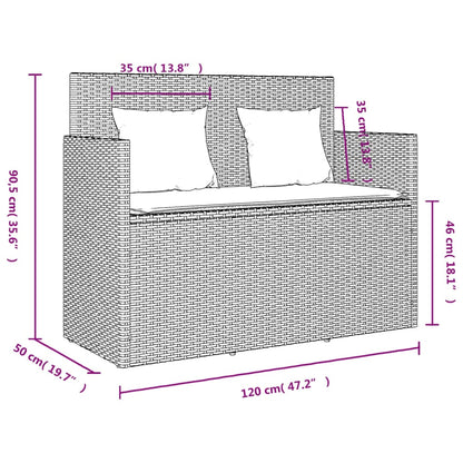 Garden Bench With Cushions Poly Rattan