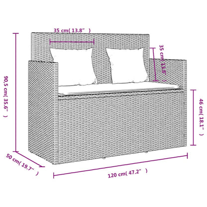 Garden Bench With Cushions Poly Rattan