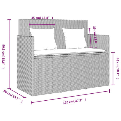 Garden Bench With Cushions Poly Rattan