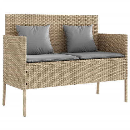 Garden Bench With Cushions Beige Poly Rattan