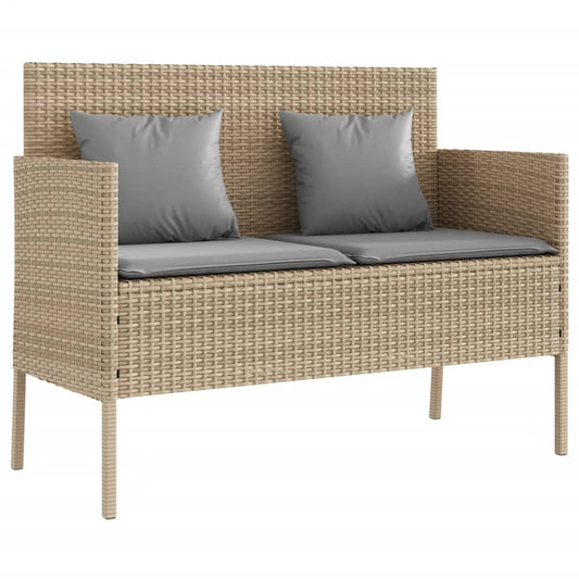 Garden Bench With Cushions Beige Poly Rattan