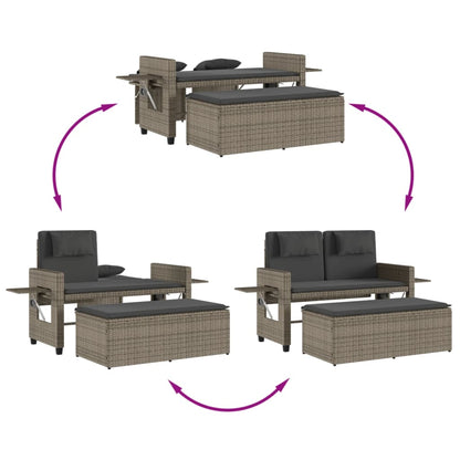 Reclining Garden Bench With Cushions Poly Rattan