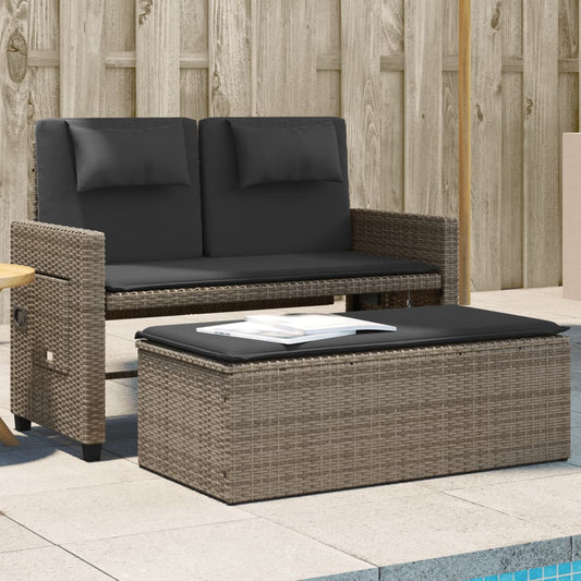 Reclining Garden Bench With Cushions Poly Rattan