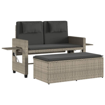 Reclining Garden Bench With Cushions Poly Rattan