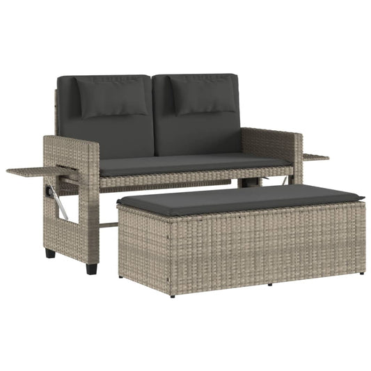 Reclining Garden Bench With Cushions Poly Rattan