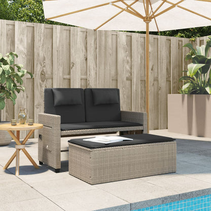 Reclining Garden Bench With Cushions Poly Rattan