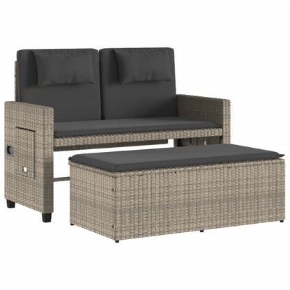 Reclining Garden Bench With Cushions Poly Rattan