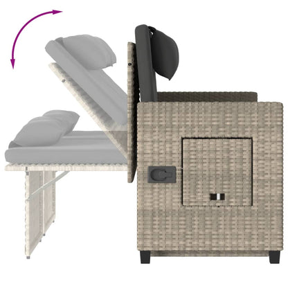 Reclining Garden Bench With Cushions Poly Rattan