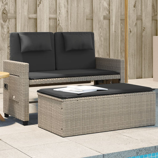 Reclining Garden Bench With Cushions Poly Rattan