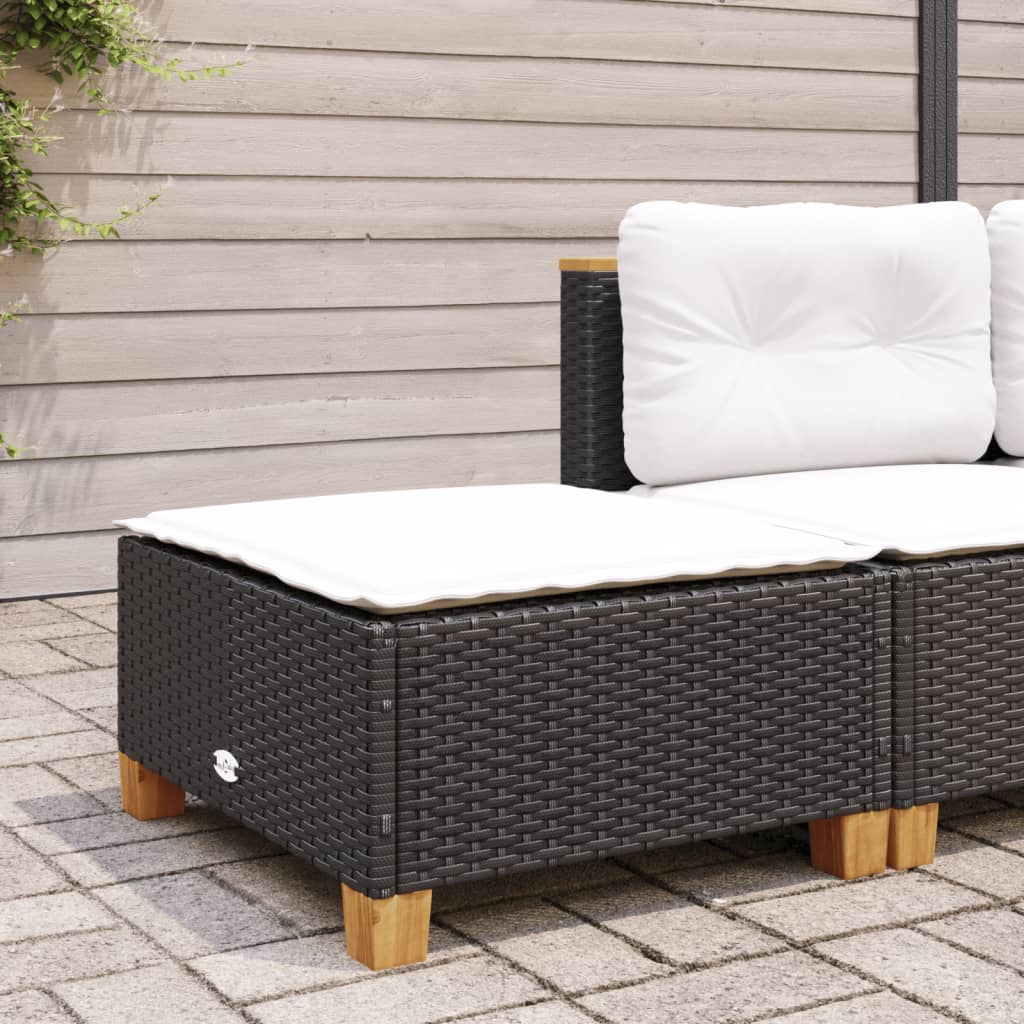 Garden Stool With Cushion 63.5X56X32 Cm Poly Rattan