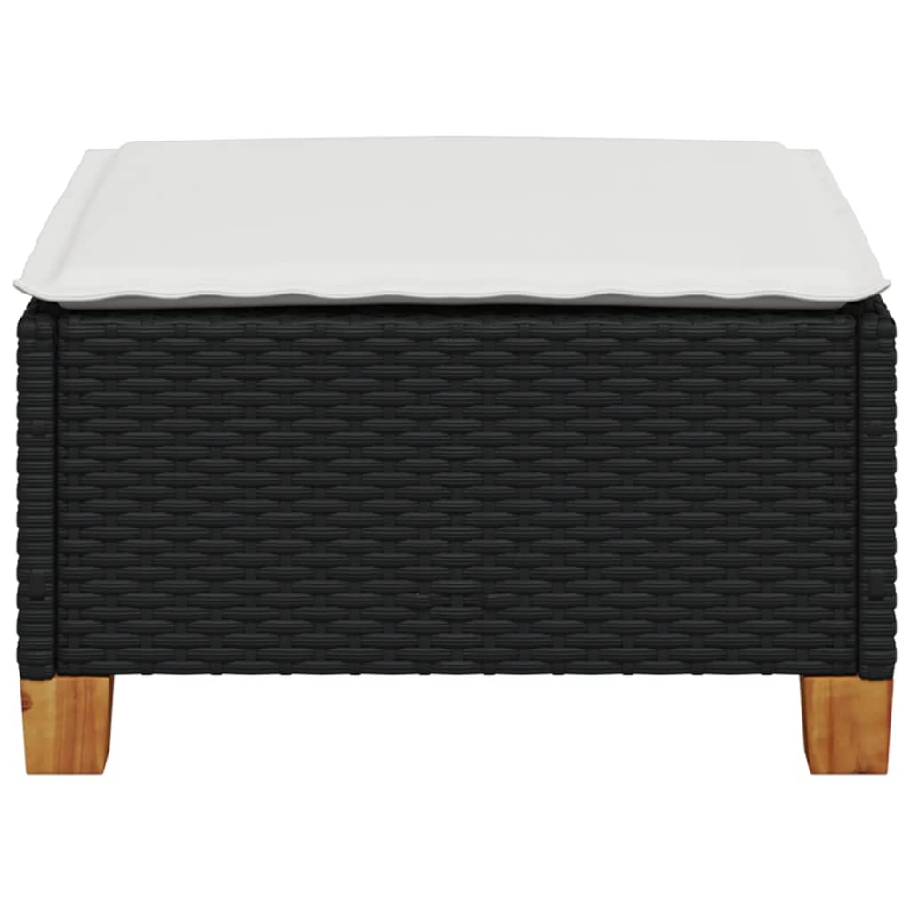 Garden Stool With Cushion 63.5X56X32 Cm Poly Rattan
