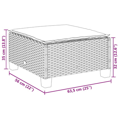 Garden Stool With Cushion 63.5X56X32 Cm Poly Rattan