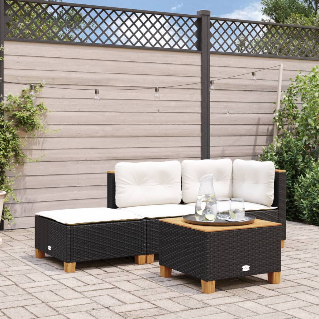 Garden Stool With Cushion 63.5X56X32 Cm Poly Rattan