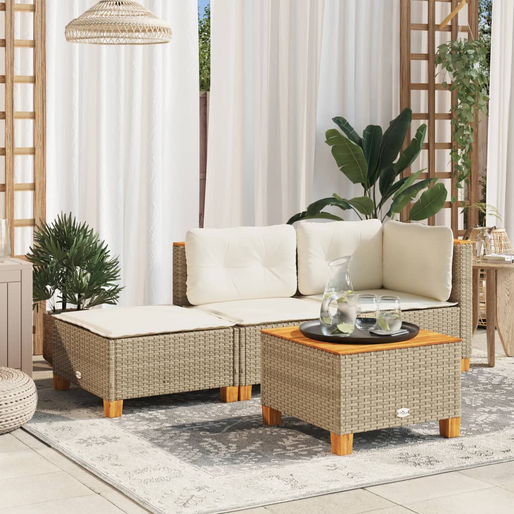 Garden Stool With Cushion 63.5X56X32 Cm Poly Rattan