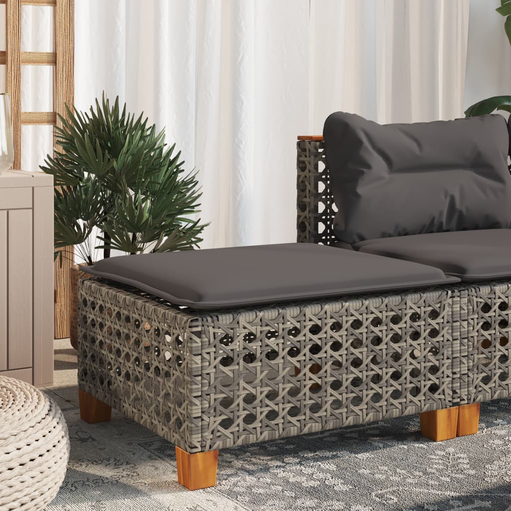 Garden Stool With Cushion 63.5X56X32 Cm Poly Rattan