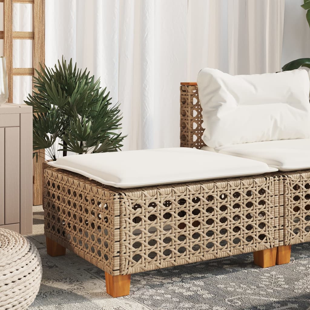 Garden Stool With Cushion 63.5X56X32 Cm Poly Rattan