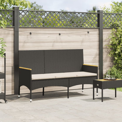 Garden Bench 3-Seater With Cushions Poly Rattan