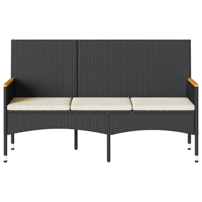 Garden Bench 3-Seater With Cushions Poly Rattan