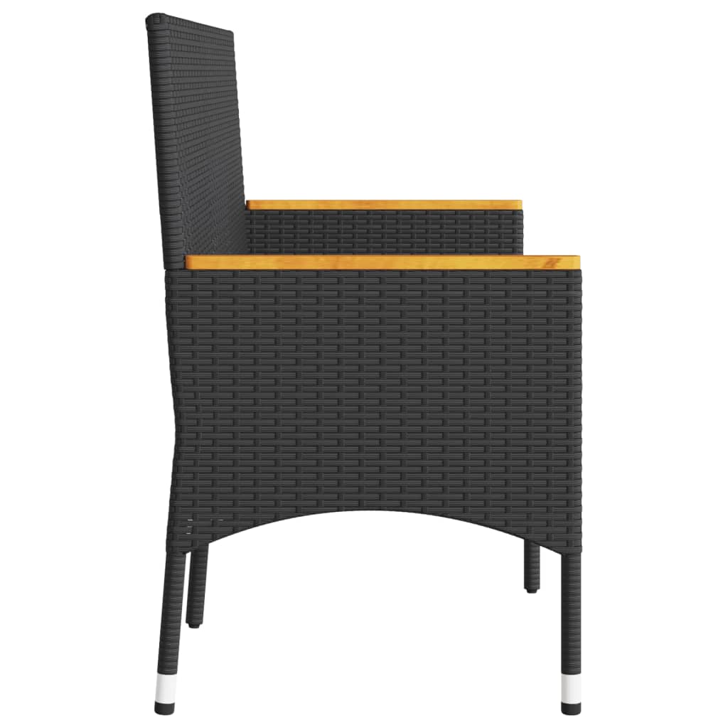 Garden Bench 3-Seater With Cushions Poly Rattan