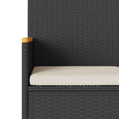 Garden Bench 3-Seater With Cushions Poly Rattan