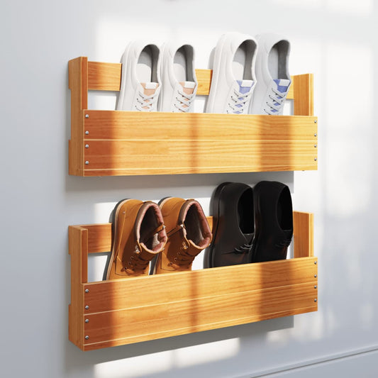 Wall-Mounted Shoe Racks 2 Pcs 59X8.5X23.5 Cm Solid Wood Pine