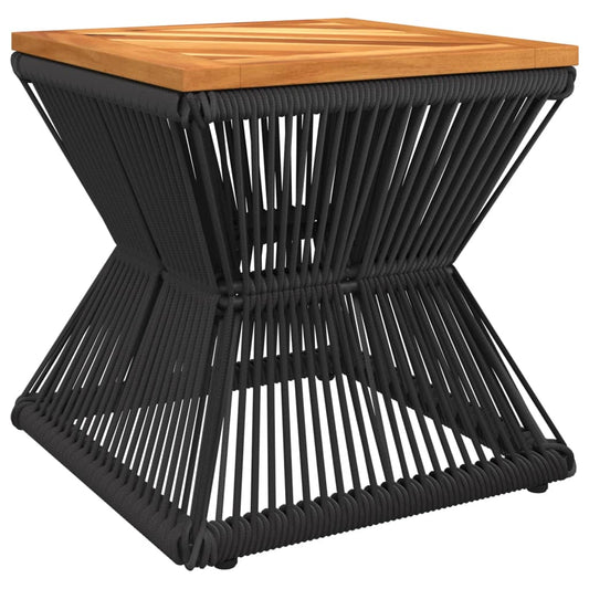 Coffee Table With Wire Base Black 38X38X38 Cm Solid Wood Acacia
