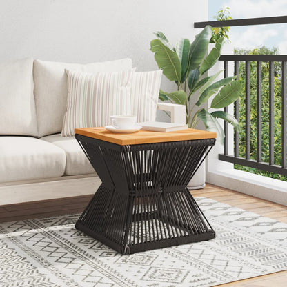 Coffee Table With Wire Base Black 38X38X38 Cm Solid Wood Acacia