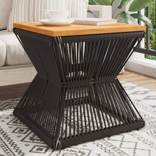 Coffee Table With Wire Base Black 38X38X38 Cm Solid Wood Acacia