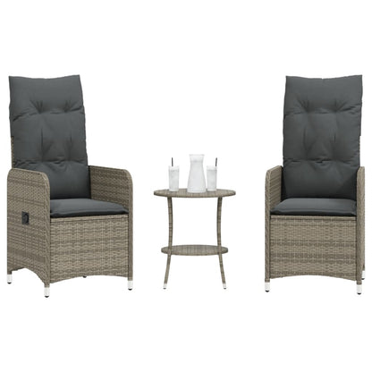 Reclining Garden Chairs 2 Pcs With Table Poly Rattan