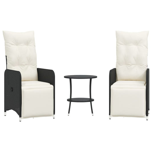 Reclining Garden Chairs 2 Pcs With Table Poly Rattan