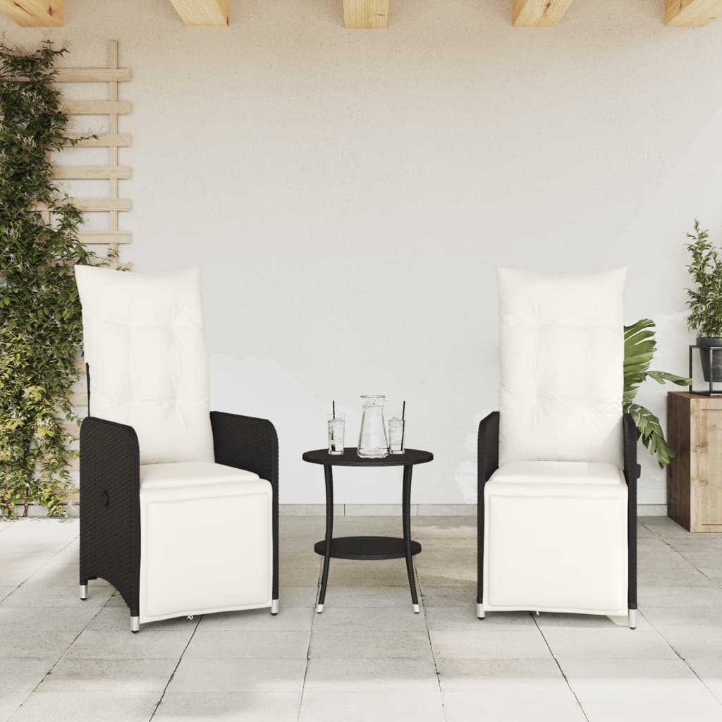 Reclining Garden Chairs 2 Pcs With Table Poly Rattan