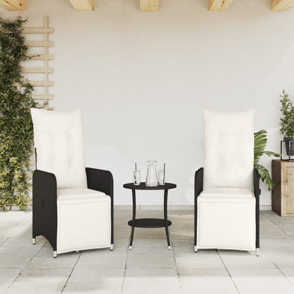 Reclining Garden Chairs 2 Pcs With Table Poly Rattan