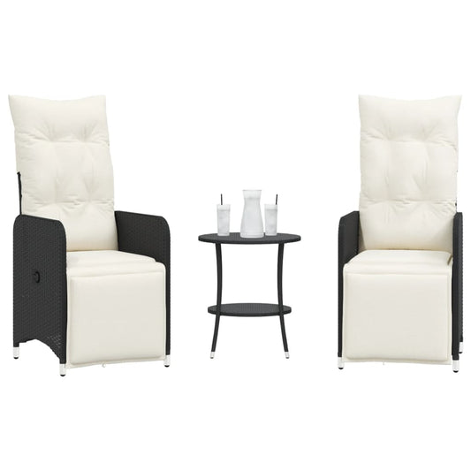Reclining Garden Chairs 2 Pcs With Table Poly Rattan